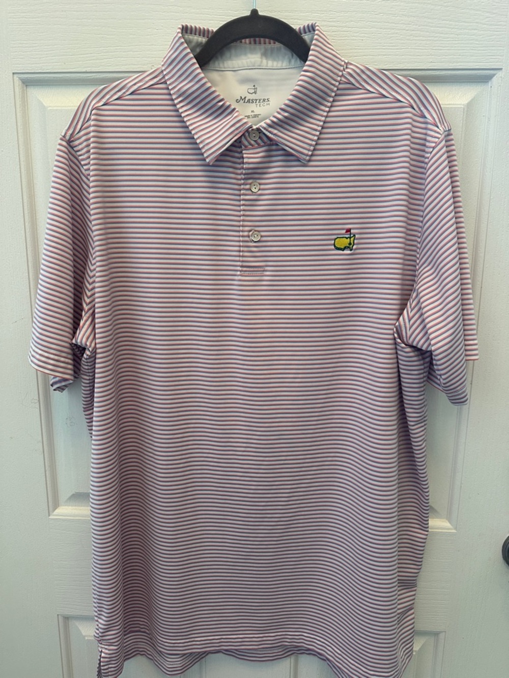 Masters Striped Polo Shirt with Embroidered Logo XL